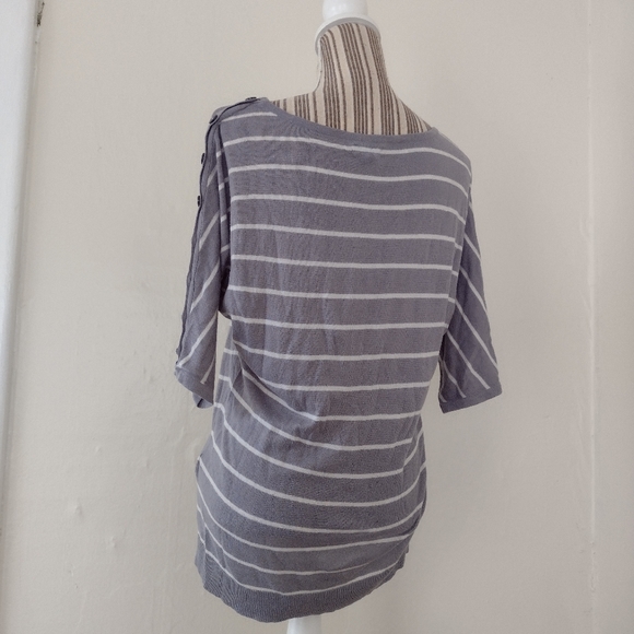 Express Gray Striped Cashmere Blend Dolman Sleeve Sweater Size S - Picture 4 of 9